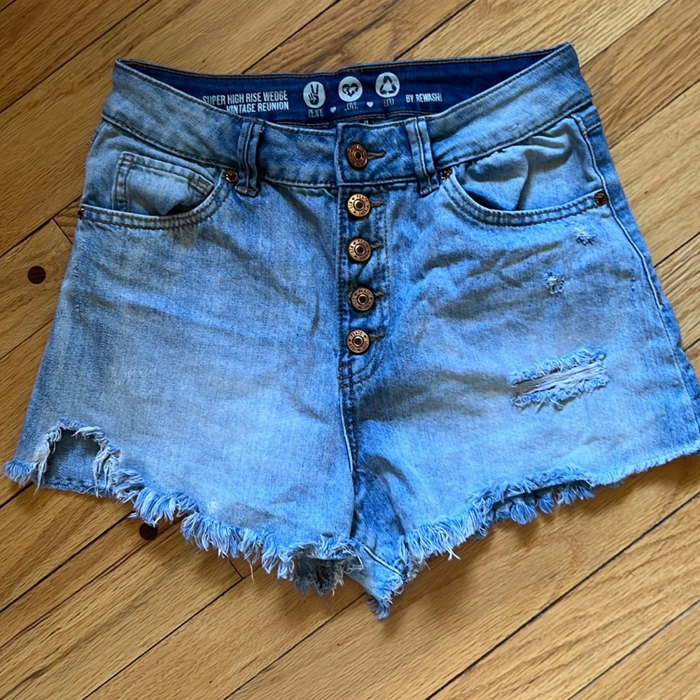 By Rewash, super high rise wedge shorts